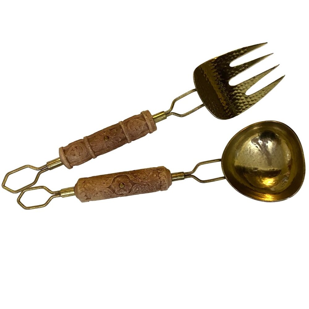 Anthropologie Carved Mango Wood Aurelian Serving Set Boho Bohemian Made in India